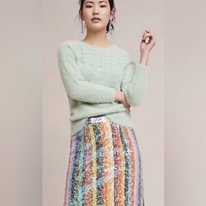 Anthropologie Rosie Neira Mint Green Fuzzy Sweater – XS. EUC